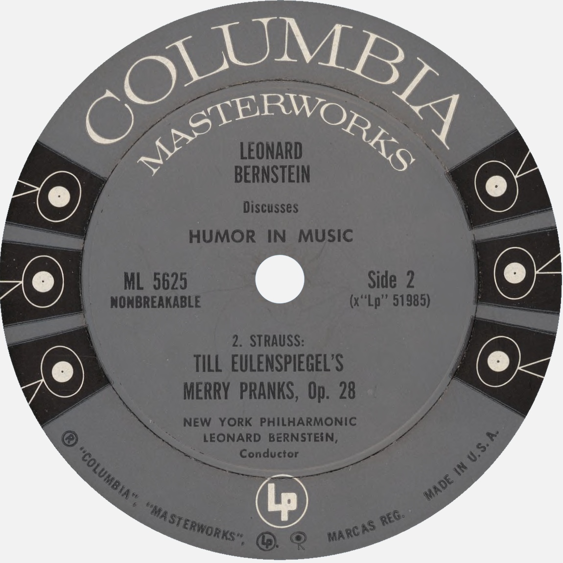 Étiquette verso du disque Columbia Masterworks ML 5625